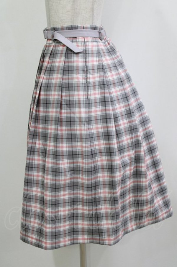 画像2: Fi.n.t / ベルト付きサマーチェックタックスカート Free LAV×WH H-26-02-02-017-CA-SK-NS-ZH (2)