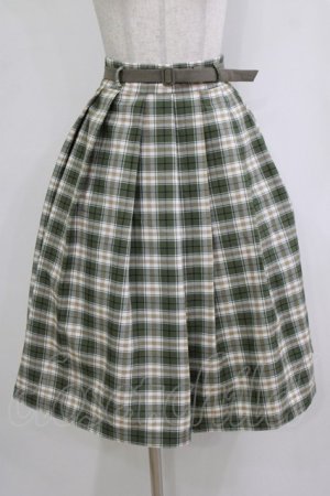 画像: Fi.n.t / ベルト付きサマーチェックタックスカート Free GREEN×WH H-26-02-02-018-CA-SK-NS-ZH