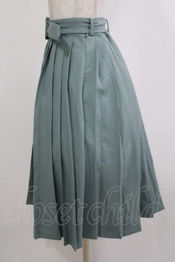 画像2: Fi.n.t / 太ベルト付きプリーツスカート Free GREEN H-26-02-02-019-CA-SK-NS-ZH (2)