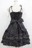 画像3: Angelic Pretty / リボントッピング ドットジャンパースカート Free ブラック/ピンク H-26-02-02-002-AP-OP-NS-ZH (3)