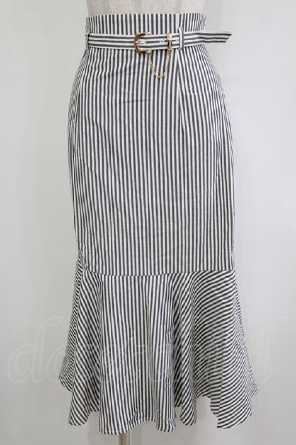 画像1: an another angelus / ゴールドバックルベルト付きマーメイドスカート Free BLACK×WH H-26-02-03-035-CA-SK-NS-ZH (1)