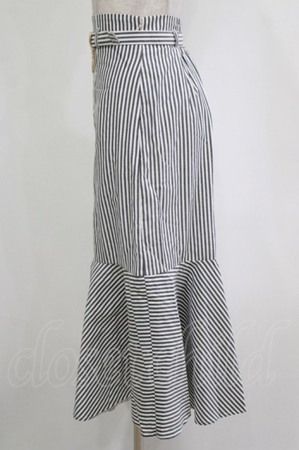 画像2: an another angelus / ゴールドバックルベルト付きマーメイドスカート Free BLACK×WH H-26-02-03-035-CA-SK-NS-ZH (2)