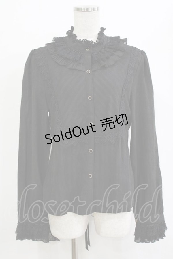 画像1: Miss Point（海外ロリータブランド） / 領主貴族のエレガントスタンドカラーブラウス XXL ブラック H-26-02-03-041-EL-BL-NS-ZH (1)