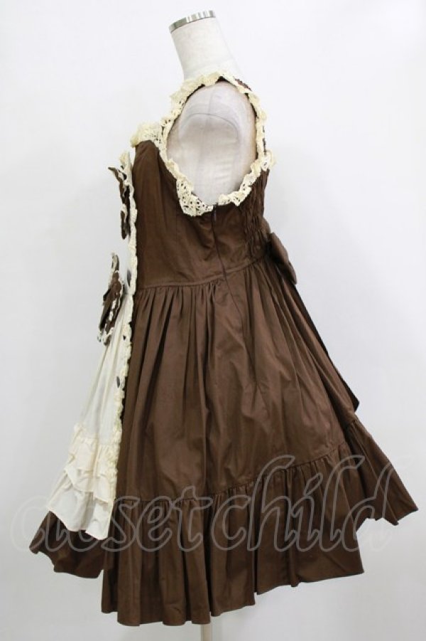 画像2: MAM MAXICIMAM / スウィートアンティーク ティーパーティージャンパースカート Lovelyサイズ(大きいサイズ) ブラウン H-26-02-03-004-0-OP-NS-ZH (2)
