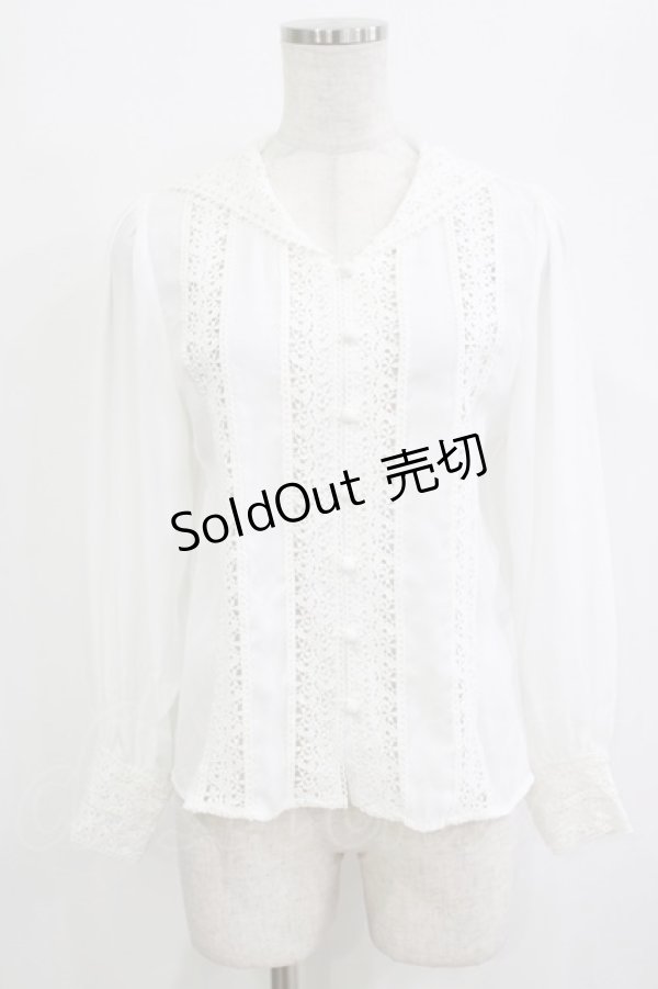 画像1: an another angelus / レースストライプセーラーカラーブラウス Free OFF WHITE H-26-02-03-048-CA-BL-NS-ZH (1)