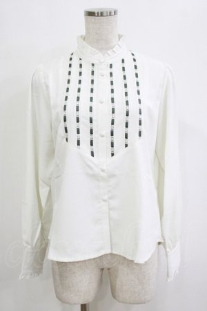 画像: an another angelus / はしごリボンヨーク切替シャツ Free OFF WHITE/GREEN H-26-02-03-049-CA-BL-NS-ZH