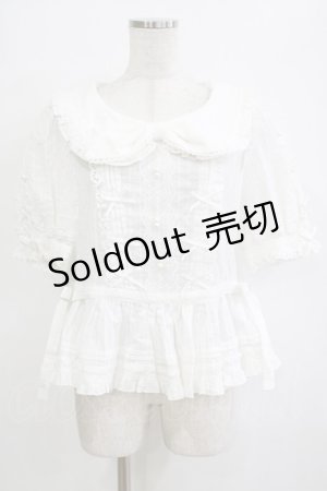 画像: ?PHOEBE（海外ロリータブランド） / リボン襟ブラウス XL オフ H-26-02-03-052-PU-BL-NS-ZH