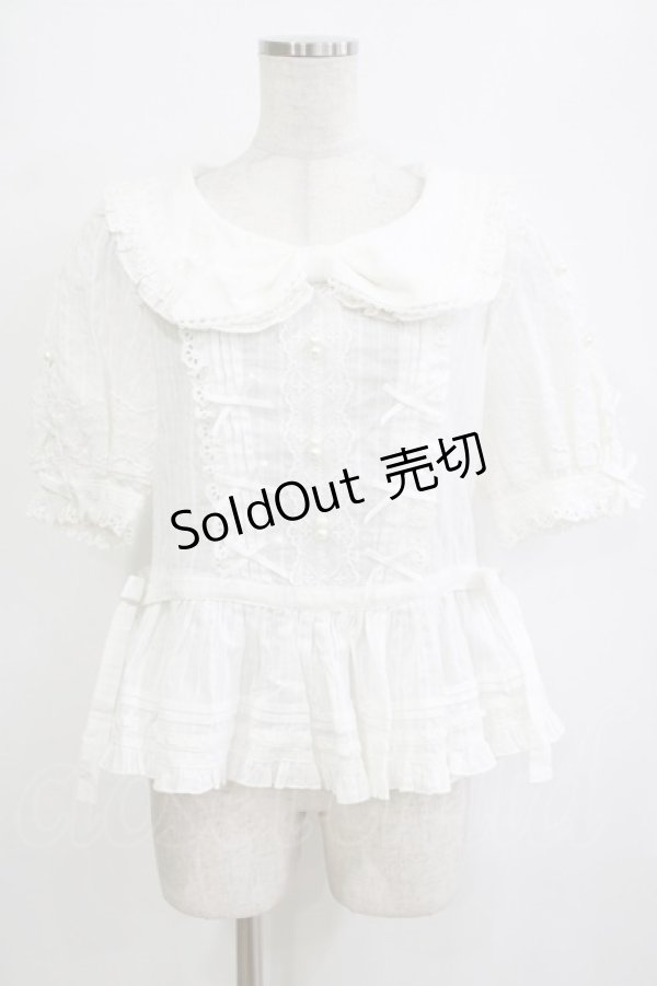 画像1: ?PHOEBE（海外ロリータブランド） / リボン襟ブラウス XL オフ H-26-02-03-052-PU-BL-NS-ZH (1)