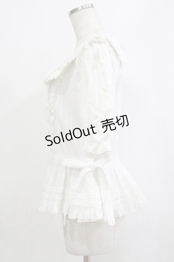 画像2: ?PHOEBE（海外ロリータブランド） / リボン襟ブラウス XL オフ H-26-02-03-052-PU-BL-NS-ZH (2)