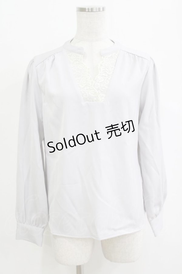 画像1: an another angelus / レース使いスキッパーブラウス Free BLUE GRAY H-26-02-03-053-CA-BL-NS-ZH (1)