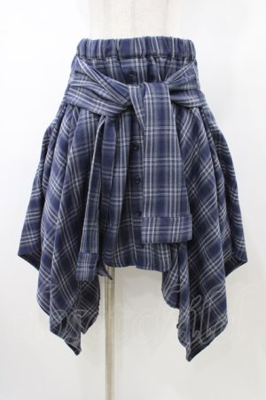 画像: Candy Stripper / CHECK SHIRT WRAP SKIRT  ネイビー H-26-02-03-1038-PU-SK-KB-ZH