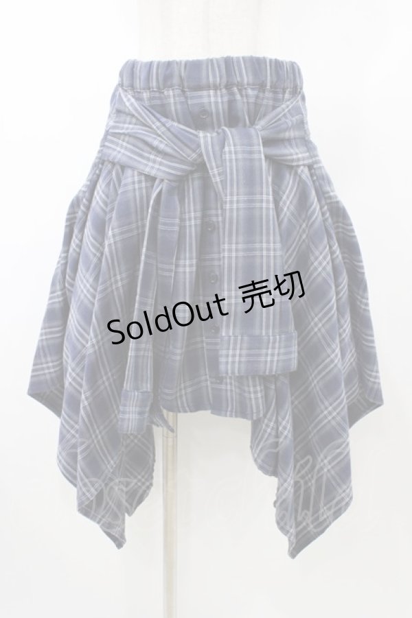 画像1: Candy Stripper / CHECK SHIRT WRAP SKIRT  ネイビー H-26-02-03-1038-PU-SK-KB-ZH (1)