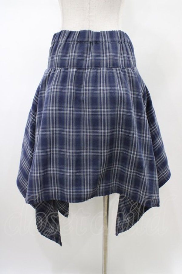 画像2: Candy Stripper / CHECK SHIRT WRAP SKIRT  ネイビー H-26-02-03-1038-PU-SK-KB-ZH (2)