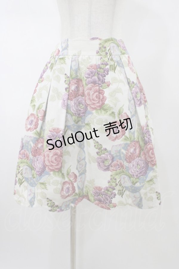 画像1: Jane Marple Dans Le Salon / Flower Wallpaperのスカラップスカート  グレー H-26-02-03-1039-JM-SK-KB-ZH (1)