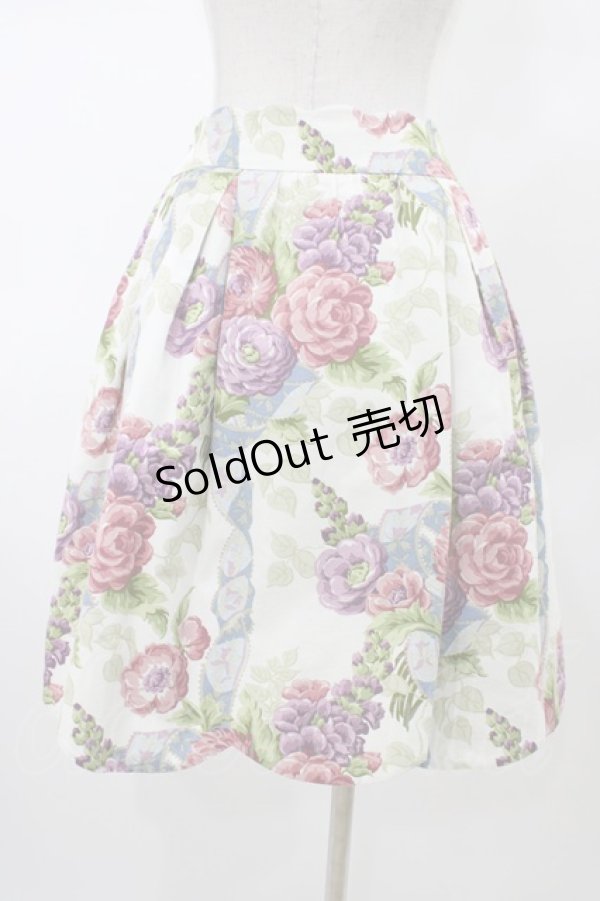 画像2: Jane Marple Dans Le Salon / Flower Wallpaperのスカラップスカート  グレー H-26-02-03-1039-JM-SK-KB-ZH (2)