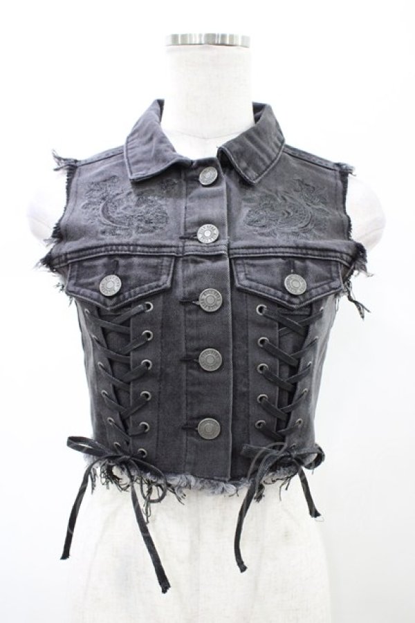 画像1: KILL STAR / DENIM VEST XS グレー H-26-02-03-1044-SL-TO-KB-ZH (1)