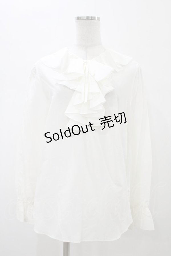 画像1: Jane Marple Dans Le Salon / ラッフルトリミングドレスシャツ  オフホワイト H-26-02-03-1057-JM-BL-KB-ZH (1)