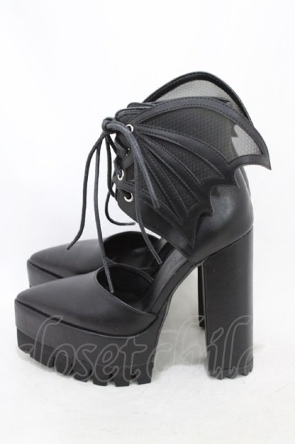 画像2: WIDOW / Midnight Calling Bat Wing Heels 5M(約22.5~23cm) ブラック H-26-02-03-1001-PU-SH-KB-ZH (2)