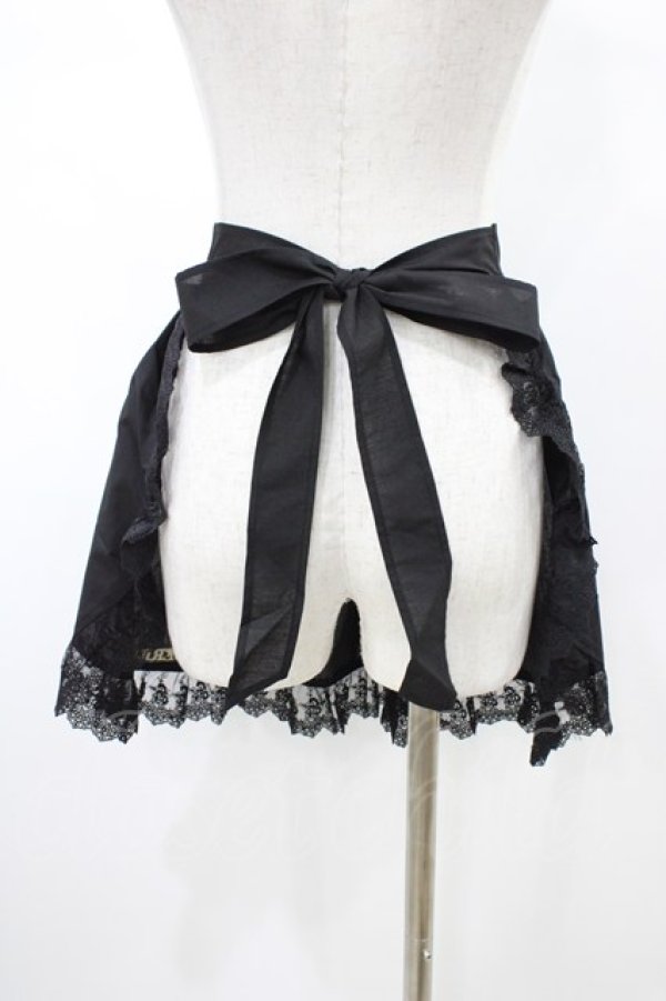 画像2: ATELIER PIERROT / ロゴ刺繍入りレースエプロン  ブラック H-26-02-03-1013-EL-ZA-KB-ZH (2)