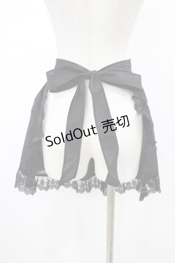 画像2: ATELIER PIERROT / ロゴ刺繍入りレースエプロン  ブラック H-26-02-03-1013-EL-ZA-KB-ZH (2)