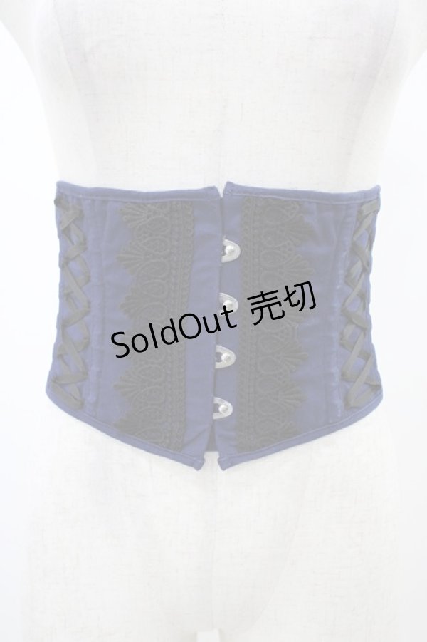 画像1: ATELIER PIERROT / -Blooming Rose- ショートコルセット  ネイビー H-26-02-03-1016-EL-ZA-KB-ZH (1)