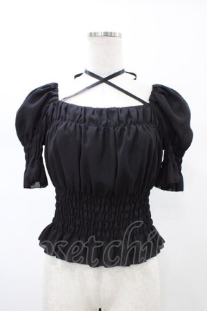 画像: Moi-meme-Moitie / シフォンレースアップブラウス  ブラック H-26-02-03-1021-MO-BL-KB-ZH