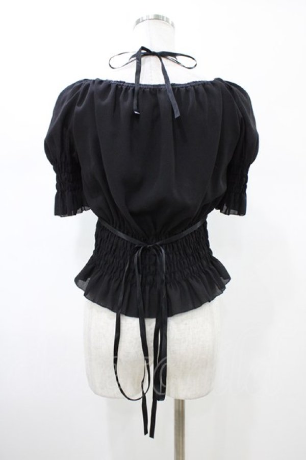 画像2: Moi-meme-Moitie / シフォンレースアップブラウス  ブラック H-26-02-03-1021-MO-BL-KB-ZH (2)