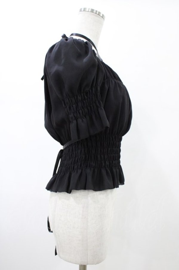 画像3: Moi-meme-Moitie / シフォンレースアップブラウス  ブラック H-26-02-03-1021-MO-BL-KB-ZH (3)