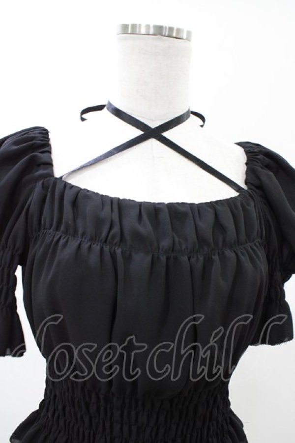 画像4: Moi-meme-Moitie / シフォンレースアップブラウス  ブラック H-26-02-03-1021-MO-BL-KB-ZH (4)