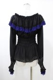 画像2: Moi-meme-Moitie / クロスアーチ長袖シャーリングブラウス  黒×青 H-26-02-03-1023-MO-BL-KB-ZH (2)