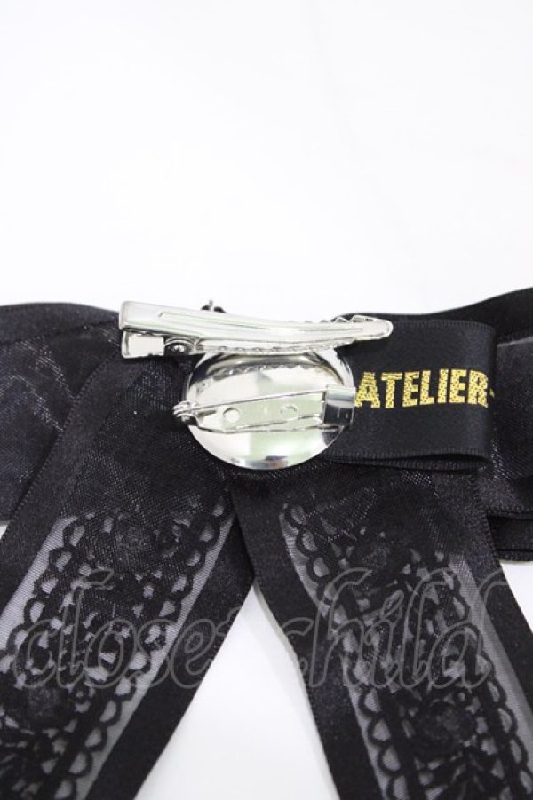 画像3: ATELIER PIERROT / Ribbon Cross Charm Clips  ブラック H-26-02-03-1002-EL-AC-KB-ZH (3)