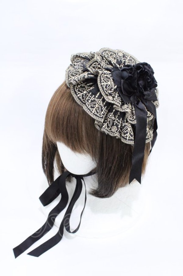 画像1: Moi-meme-Moitie / シャンデリアレース丸型ヘッドドレス  ブラック×ゴールド H-26-02-03-1003-MO-AC-KB-ZH (1)