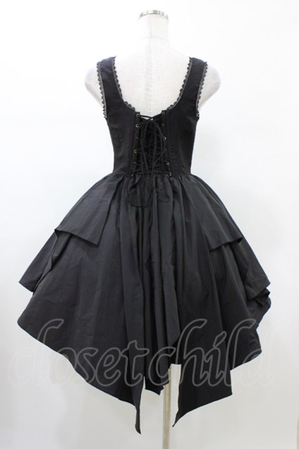 画像2: ATELIER PIERROT / Midnight Reverieイレギュラージャンパースカート  ブラック H-26-02-03-1027-EL-OP-KB-ZH (2)