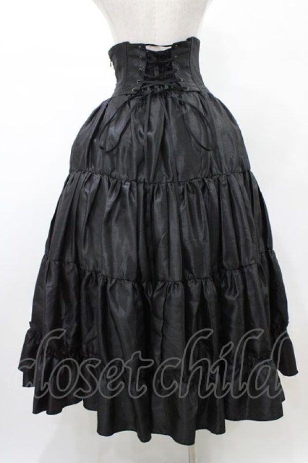 画像2: ATELIER PIERROT / Long Corset Skirt  ブラック H-26-02-03-1028-EL-SK-KB-ZH (2)