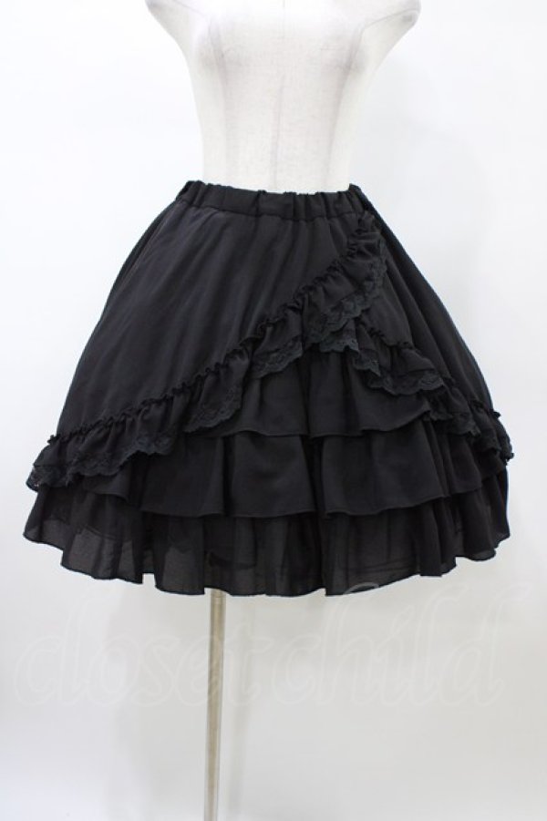 画像1: ATELIER PIERROT / Victorian Ruffle Chiffon Skirt  ブラック H-26-02-03-1029-EL-SK-KB-ZH (1)