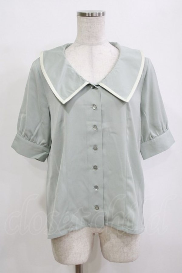 画像1: Fi.n.t / 配色ライン使いビッグカラーブラウス Free SAX×WHITE H-26-02-03-056-CA-BL-NS-ZH (1)