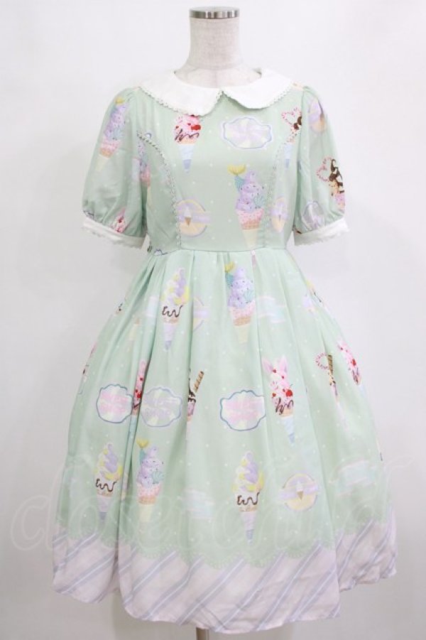 画像1: axes femme kawaii / アイス柄半袖ワンピース M ミント H-26-02-03-006-AX-OP-NS-ZH (1)