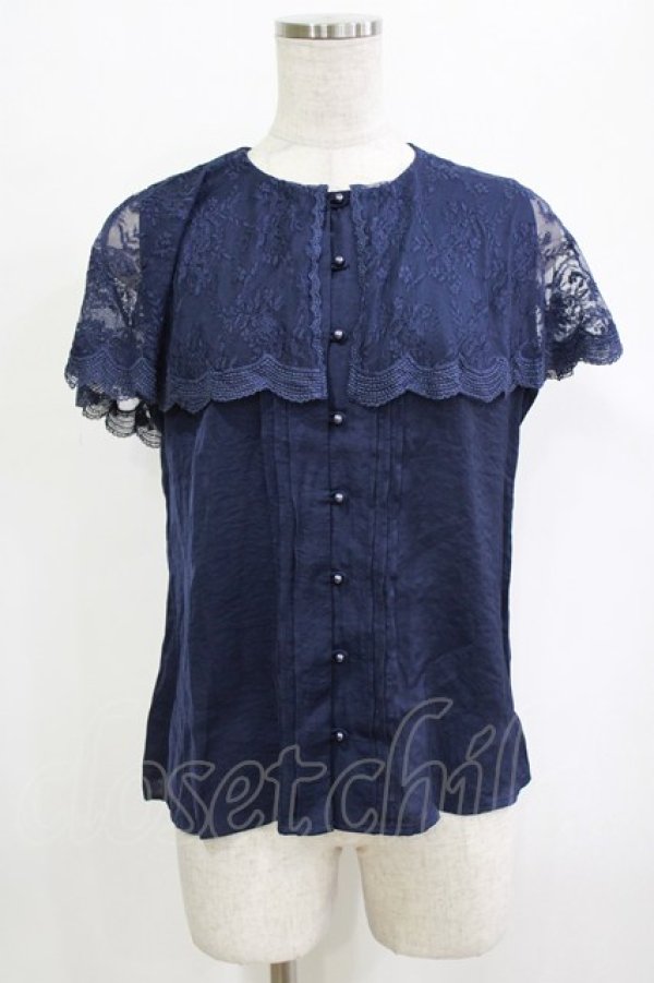 画像1: an another angelus / レースケープ衿ブラウス Free Navy H-26-02-03-063-CA-BL-NS-ZH (1)