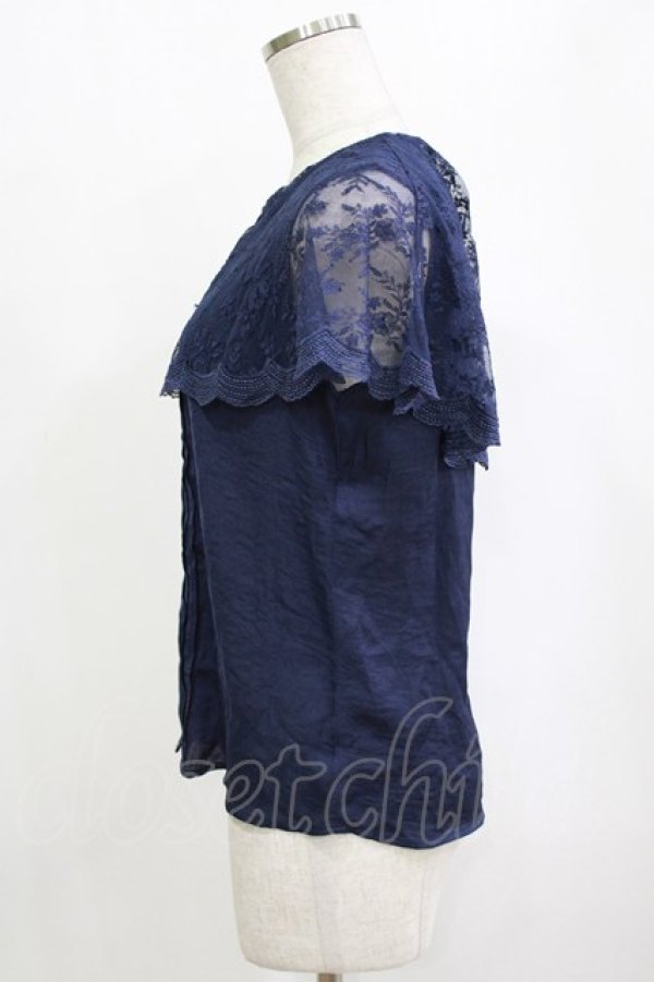 画像2: an another angelus / レースケープ衿ブラウス Free Navy H-26-02-03-063-CA-BL-NS-ZH (2)