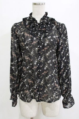 画像: an another angelus / フリルヨーク花柄ブラウス Free BLACK H-26-02-03-064-CA-BL-NS-ZH