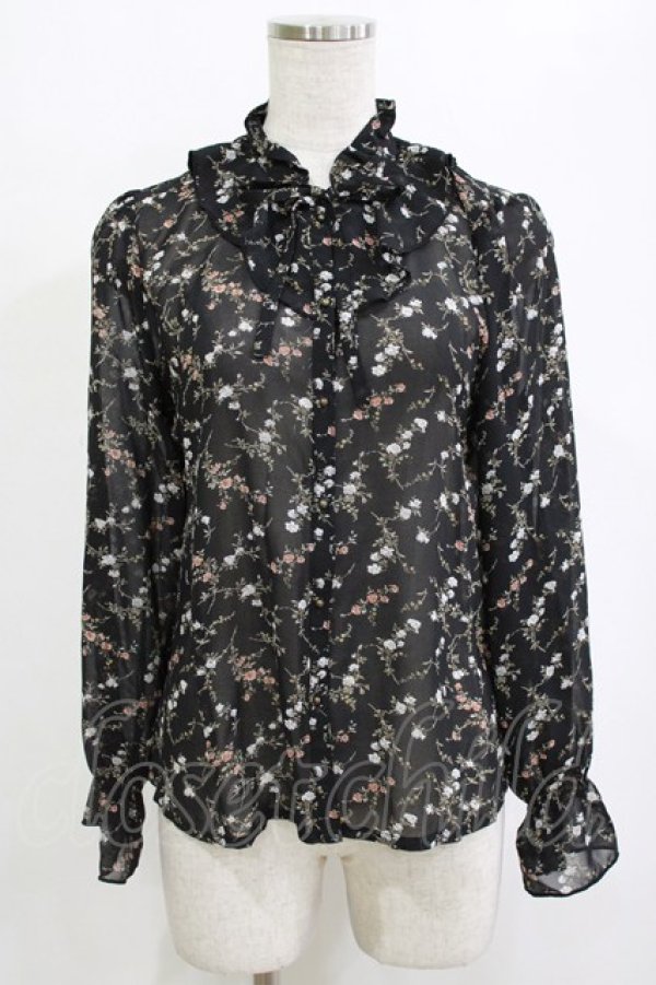 画像1: an another angelus / フリルヨーク花柄ブラウス Free BLACK H-26-02-03-064-CA-BL-NS-ZH (1)