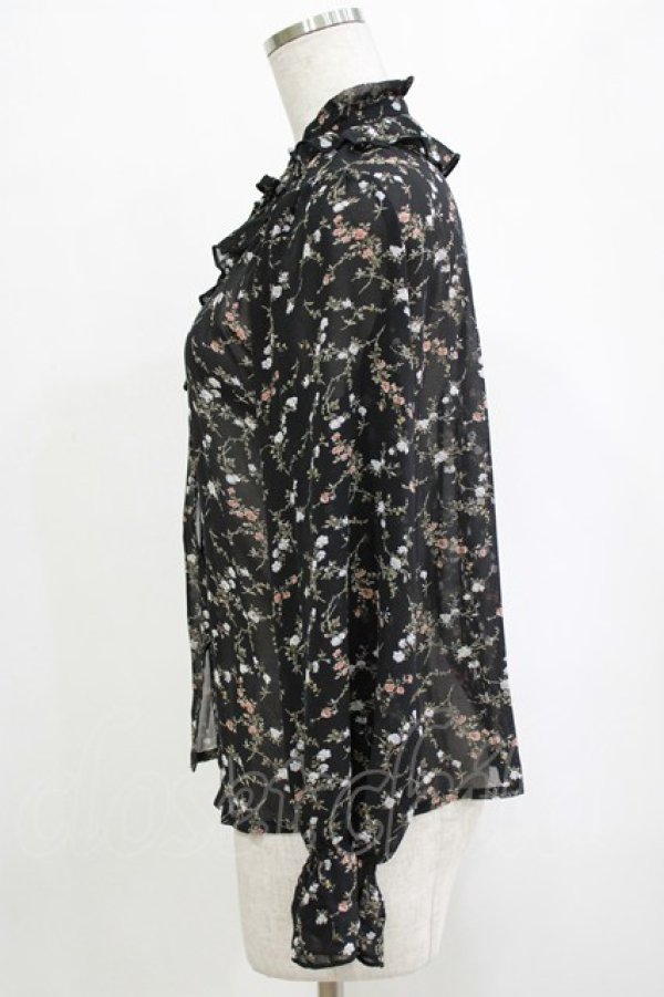 画像2: an another angelus / フリルヨーク花柄ブラウス Free BLACK H-26-02-03-064-CA-BL-NS-ZH (2)