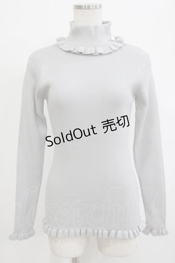 画像1: F&A / ローズモチーフ付きタートルニットプルオーバー Free LIGHT GRAY H-26-02-03-068-LO-TO-NS-ZH (1)