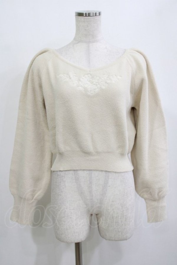 画像1: an another angelus / ローズ同色刺繍シャギーニットプルオーバー Free IVORY H-26-02-03-070-CA-TO-NS-ZH (1)