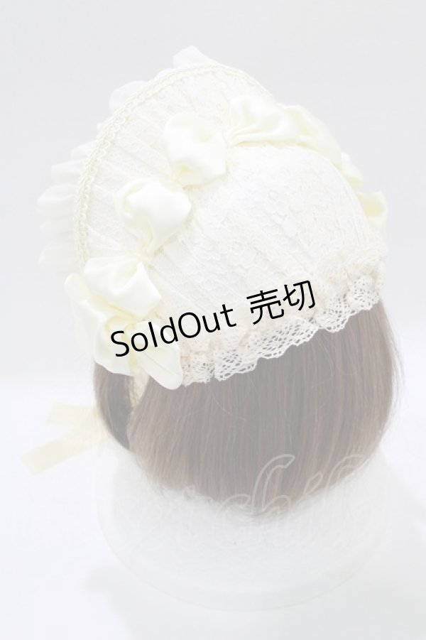 画像2: 妹抖手作工作屋（海外ロリータブランド） / ボンネット  生成り H-26-02-03-080-PU-AC-NS-ZH (2)