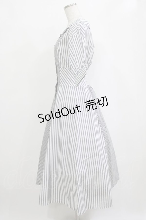 画像2: an another angelus / ランダムストライプ開衿シャツワンピース Free OFF×BK H-26-02-03-010-CA-OP-NS-ZH (2)