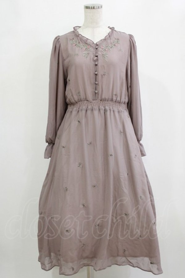 画像1: an another angelus / ローズ刺繍シフォンワンピース Free LAVENDER H-26-02-03-013-CA-OP-NS-ZH (1)