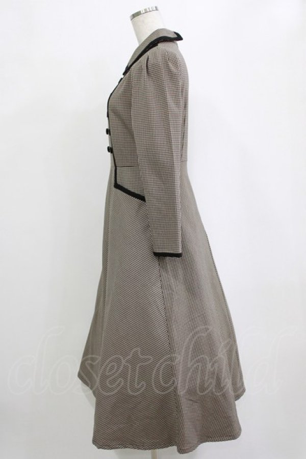 画像2: an another angelus / ダブル釦パイピング使いチェックワンピース Free BROWN×BK H-26-02-03-014-CA-OP-NS-ZH (2)