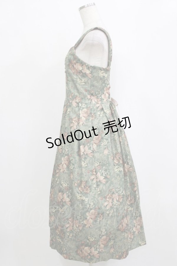 画像2: an another angelus / カーテンフラワー柄ジャンパースカート Free GREEN H-26-02-03-017-CA-OP-NS-ZH (2)