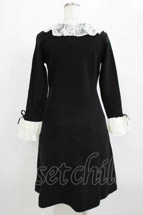 画像3: an another angelus / フレアーレース衿ニットワンピース Free BLACK H-26-02-03-023-CA-OP-NS-ZH (3)